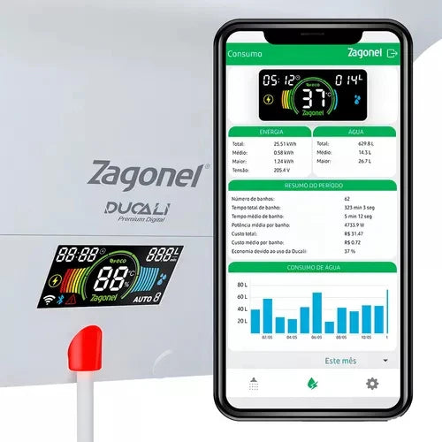 Chuveiro Ducha Eletrônica Zagonel 7500W (Funciona a Gás e Elétrico)